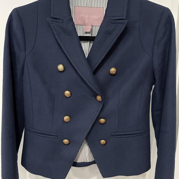 Banana Republic Navy Double-Breasted Blazer • Size 0 • EUC - Picture 1 of 9